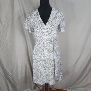 SIENNA SKY Size XS Dainty Floral‎ Print Faux Wrap Flutter Slv Asymmetrical Dress